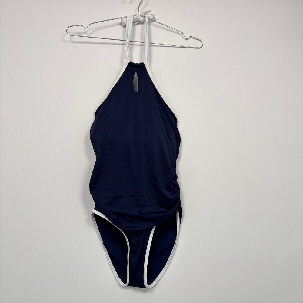 Freya Women One Piece Swimsuit 30H Navy Blue Halter Underwire Ruched AS3860MAR